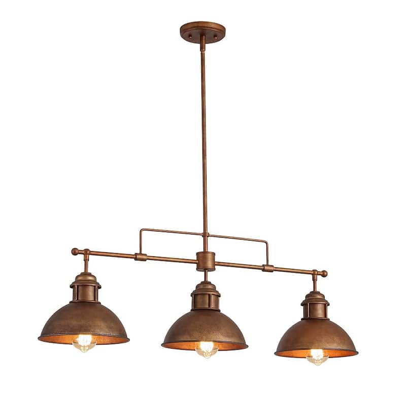 Industrial 3-Light Dome Kitchen Island Pendant - Brushed Black Grey