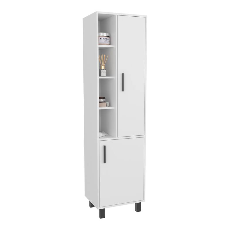 Storage Cabinet with 2 Doors and 9 Shelves Freestanding Vertical Design