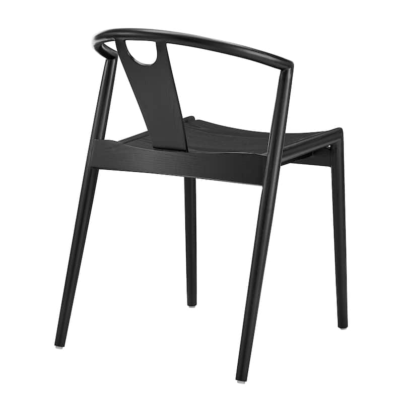 HomeRoots Black Solid Wood Open Back Dining Side Chair - 22.50 in. x 31.00 in. x 22.00 in.