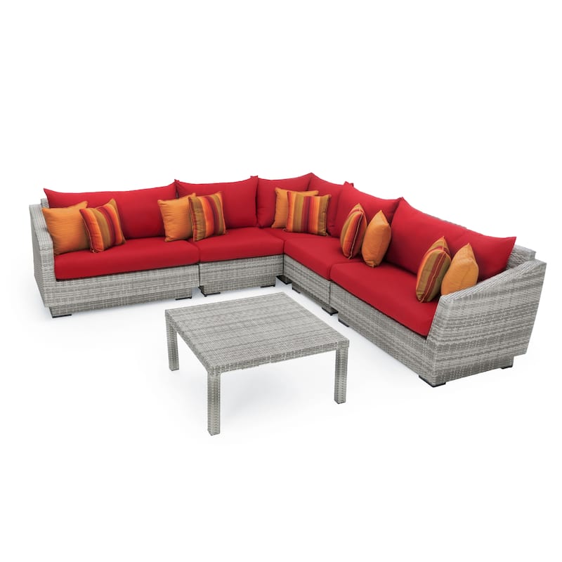 Cannes 6 Piece Sunbrella Outdoor Patio Sectional & Table