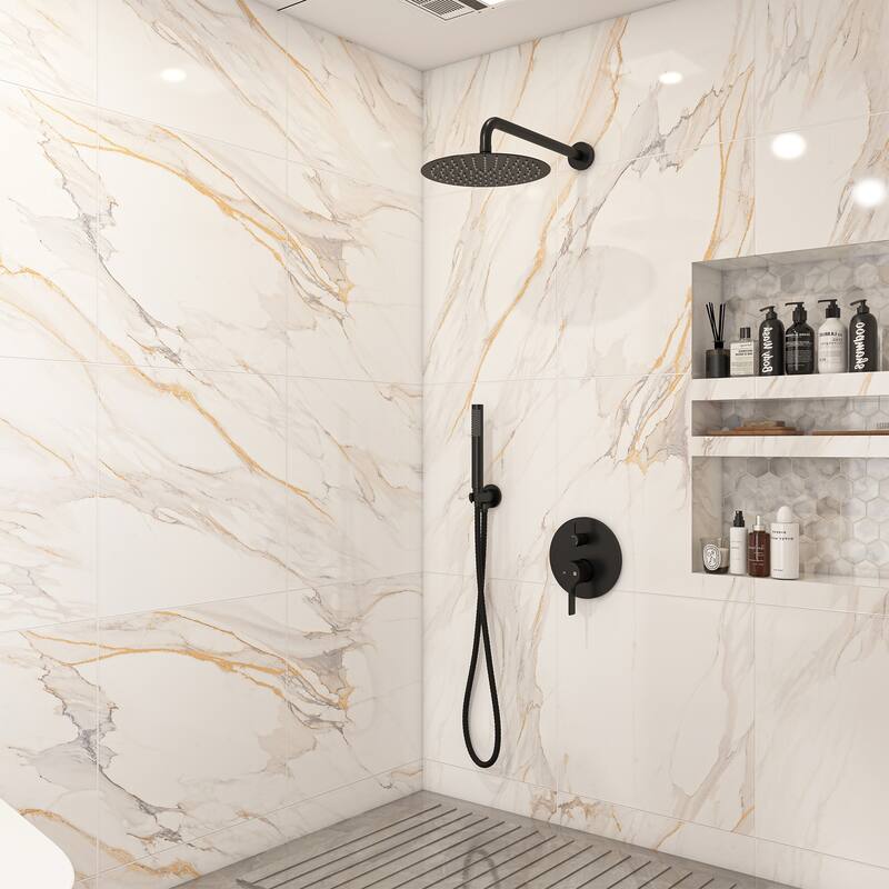 2-Spray 10-in Wall Mounted Fixed and Handheld Shower Head Set