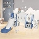 preview thumbnail 1 of 25, Kids Slide Playset Structure, Freestanding Castle Climber with Slide and Basketball Hoop, Toy Storage Organizer Blue