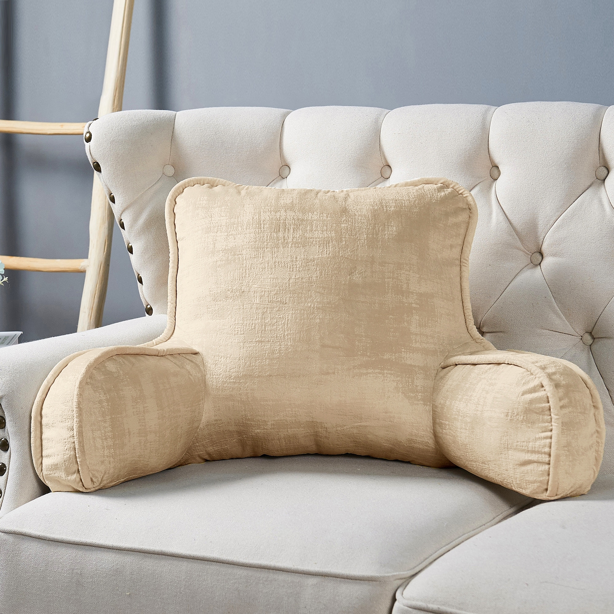 Textured Velvet Bedrest Reading Pillow Cover & Filling