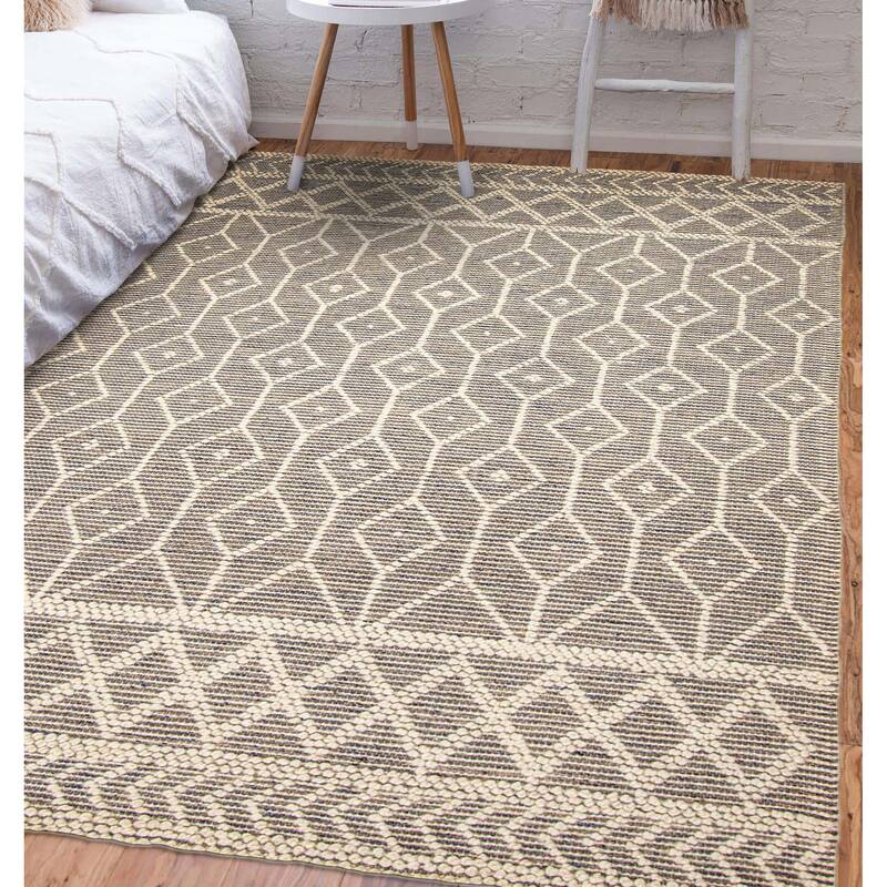 ECARPETGALLERY Braid weave Sienna Cream Wool Rug - 5'0 x 7'9