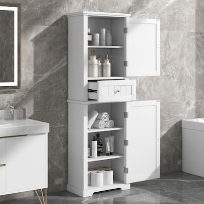 Freestanding Bathroom Storage Cabinet with Drawer and Adjustable Shelf