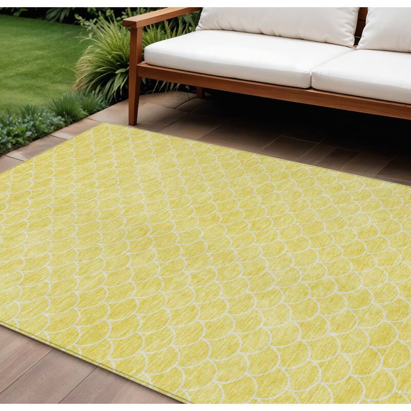 HomeRoots Geometric Transitional Rectangle Outdoor Rug - 9' X 12'