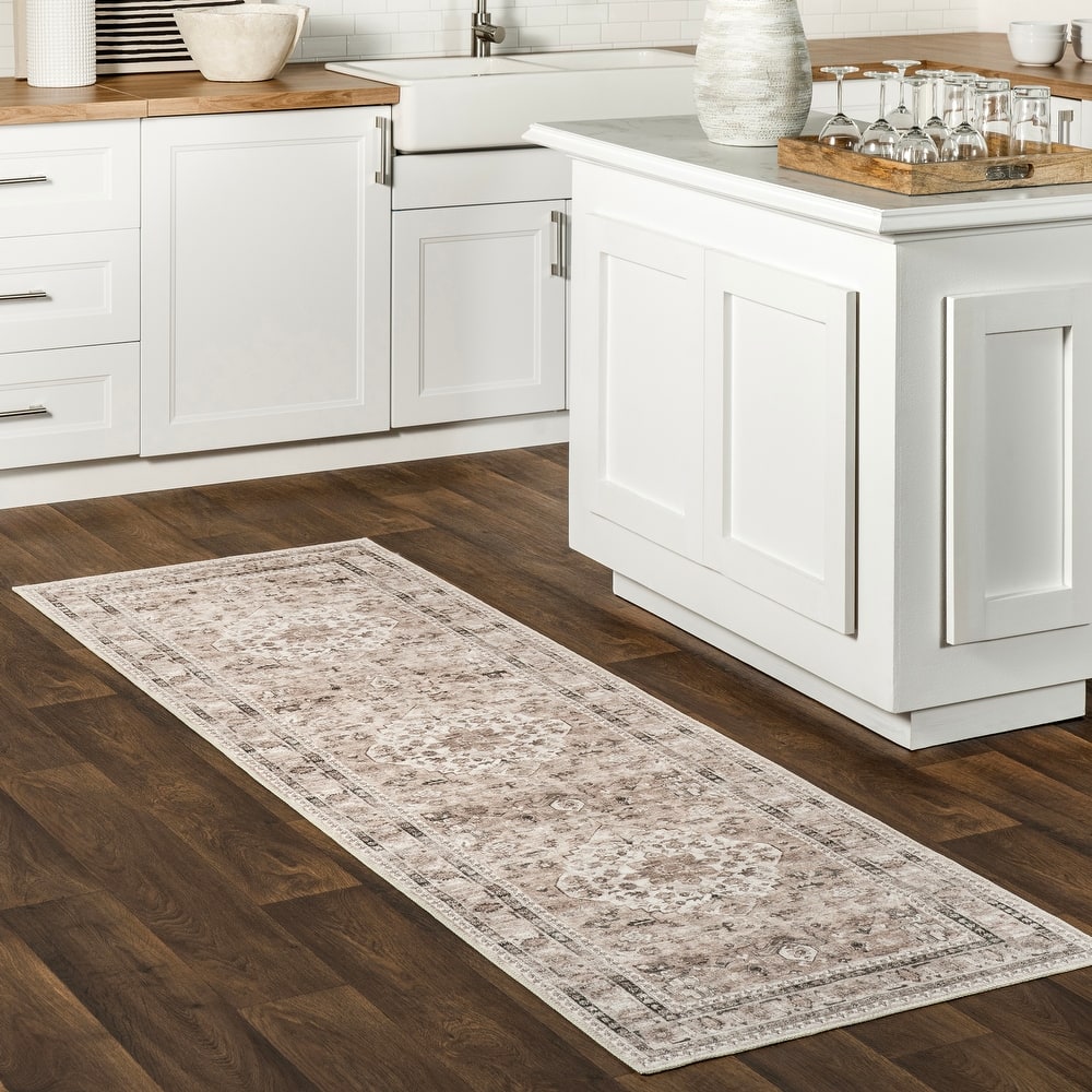 Nuloom Delisa Vintage Stain-Resistant Machine Washable Area Rug