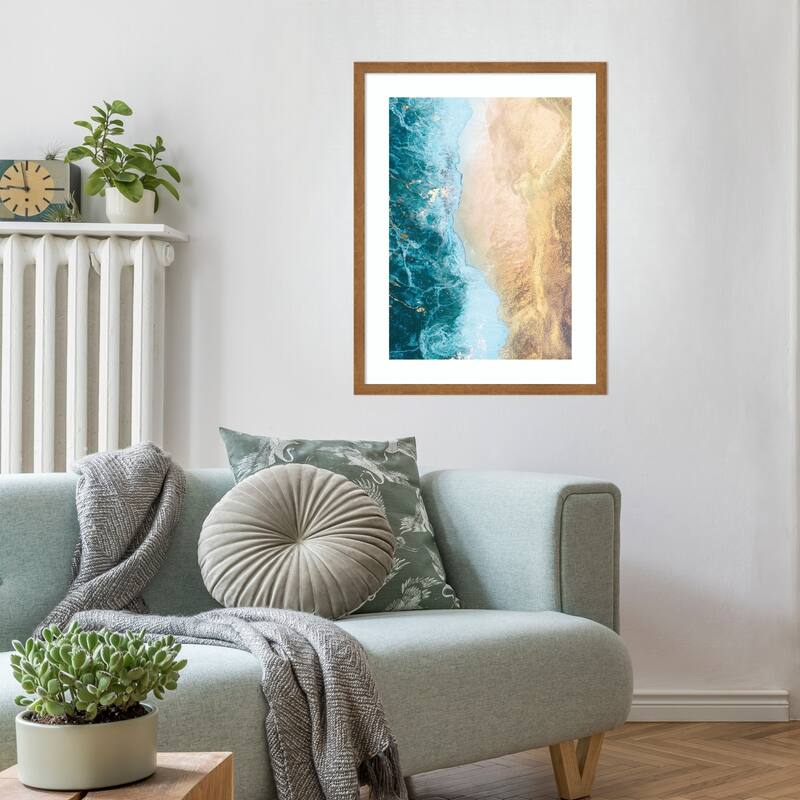 Gold beach by Sarah Manovski Wood Framed Wall Art Print