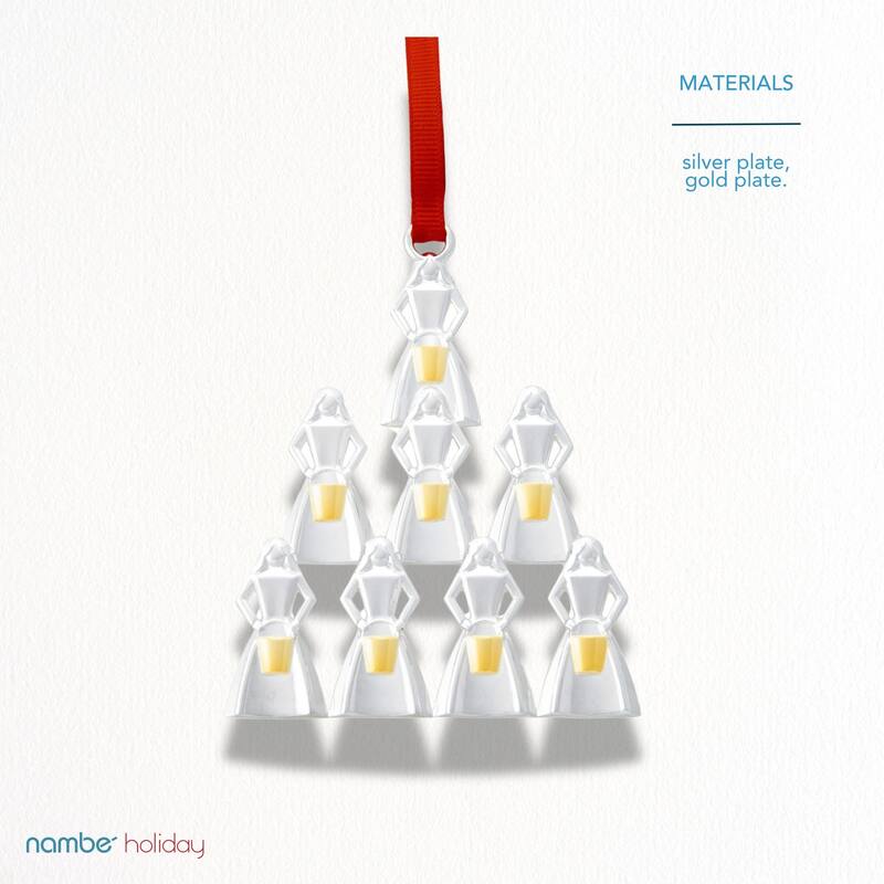 Nambe Twelve Days of Christmas Eight Maids a Milking Ornament - 4" W x 3" H