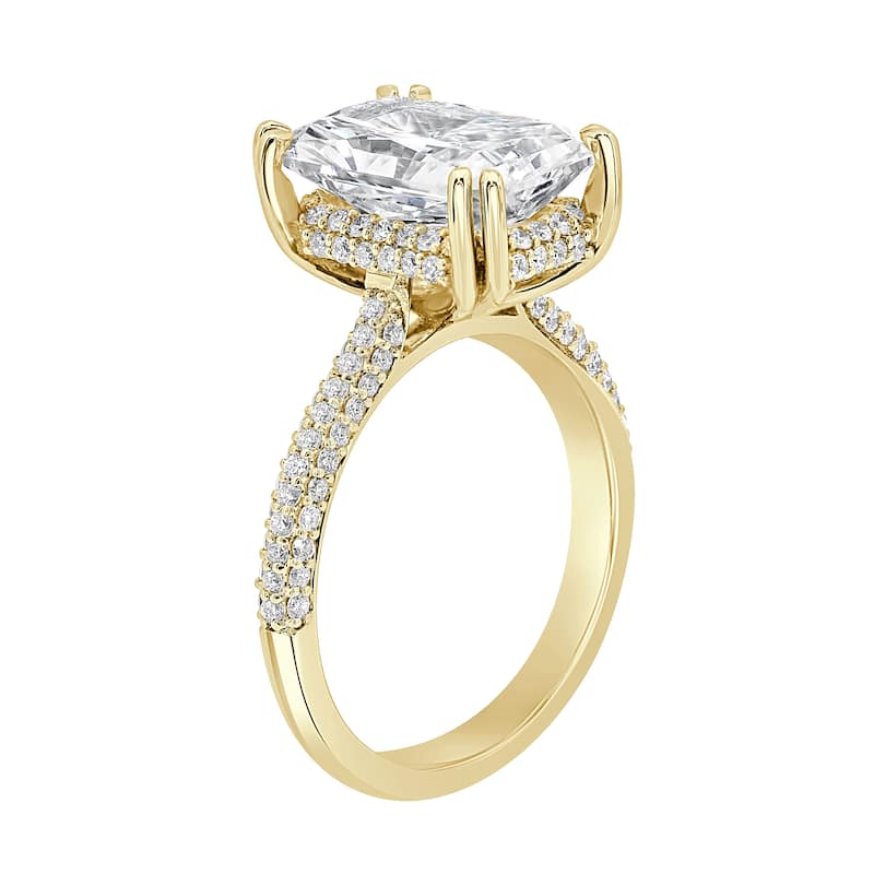 Auriya 14k Gold 4 1/2ctw Lab grown Radiant Vintage Hidden Halo Diamond Engagement Ring (F-G VS)