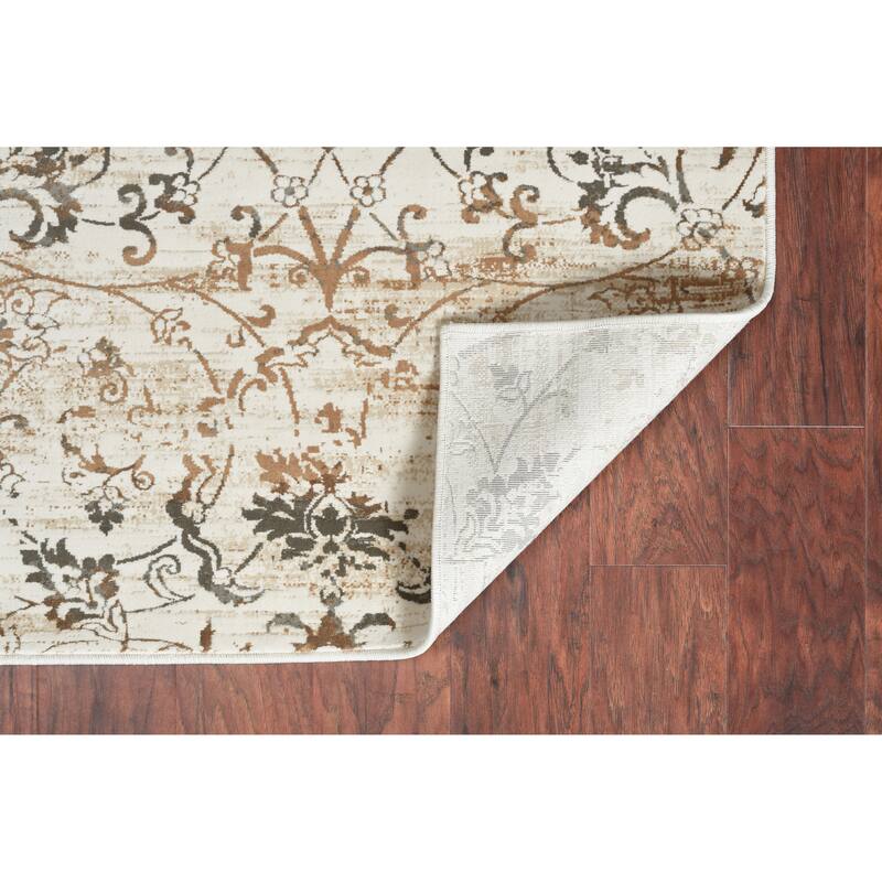 Domani Ekaterina Beige Vintage Scroll Area Rug