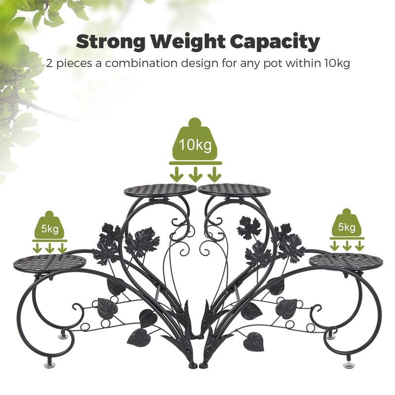 4 tiers Metal Flower Stand for Multiple Plants Corner Tall Flower Holders for Patio Garden Living Room Balcony Bedroom