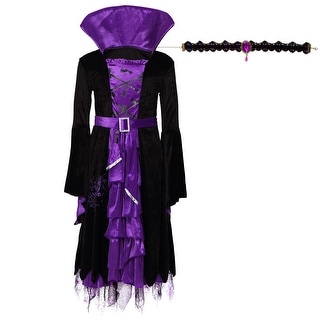 Halloween Witch Costume for Girls Fairytale Witch Deluxe Set Fancy Party Dress Up,M