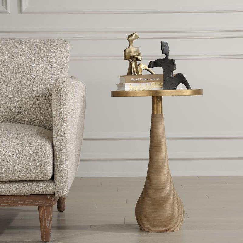Round Top End Accent Table - 24" - Antique Brass Finished