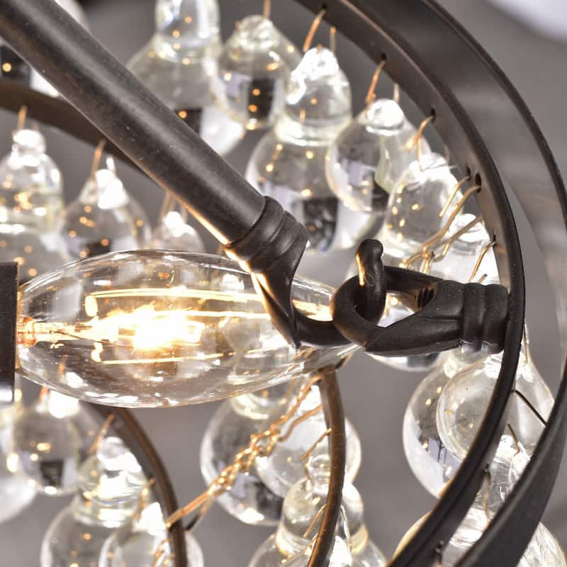 5-light Crystal Drop Tier Chandelier - Black