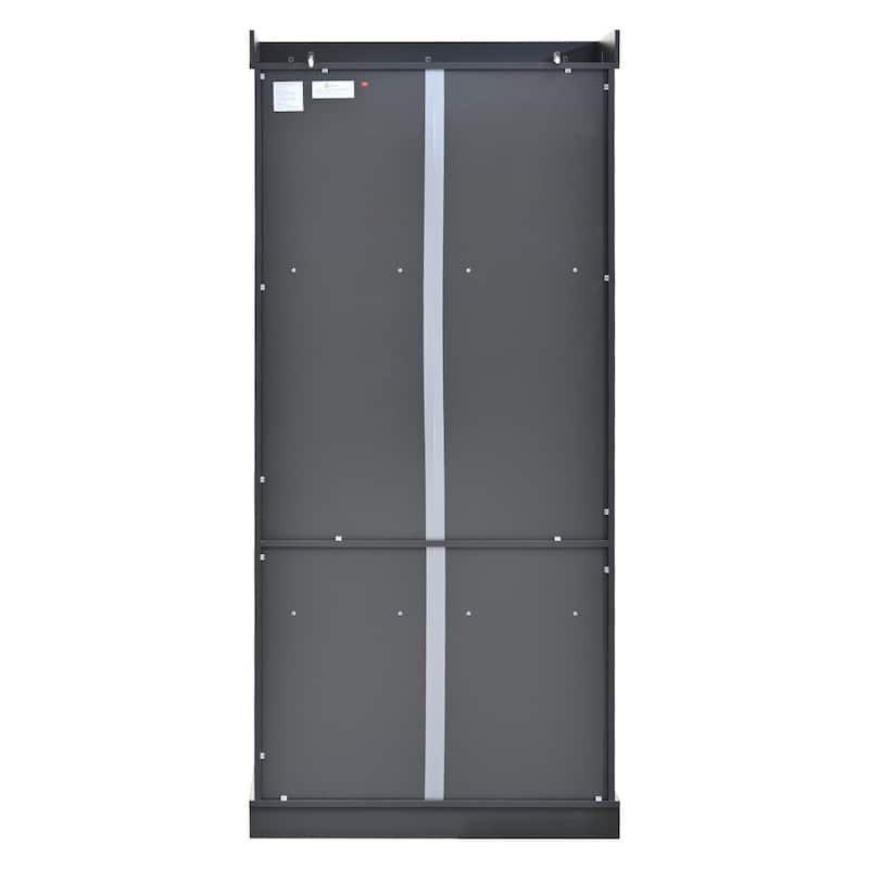 77" Tall Modern Shaker Kitchen Pantry with Wine Rack, Freestanding Storage Cabinet with Drawers & Door Shelves