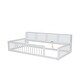 preview thumbnail 4 of 34, Wood Twin XL Size Floor Bed with Storage Cabinets and USB Ports, Solid Wood Bedframe w/Fence, No Box Spring Needed