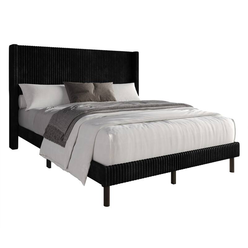 Clayfell Duluth Corduroy Velvet Upholstered Platform Bed