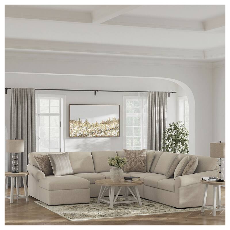 Signature Design by Ashley LadyMae Beige 5-Piece Sectional with Chaise - Right Facing