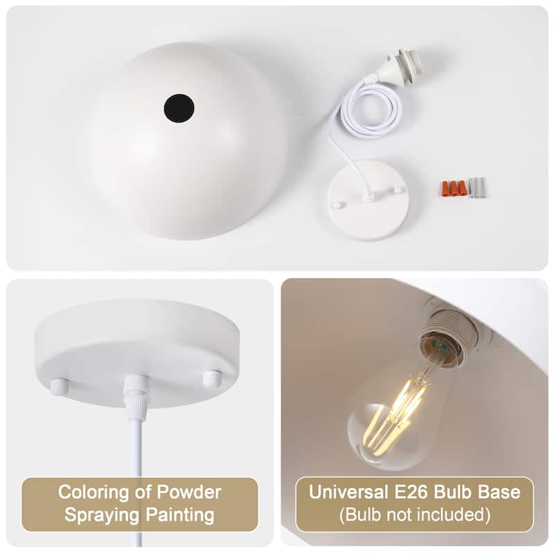 1-Light 11.81"W Metal Dome Pendant Ceiling Lights for Kitchen Island