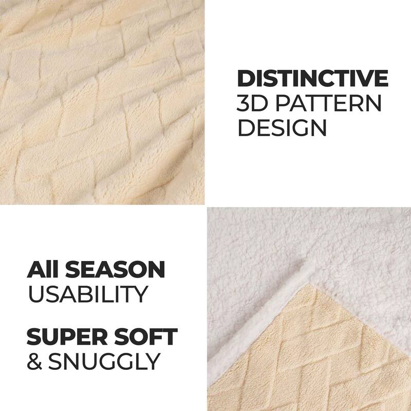 Superior Nuuk Jacquard Lattice Fluffy Sherpa Fleece Blanket