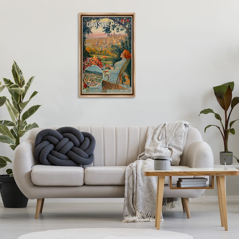 Stupell Vintage Grasse Advertisement Framed Floater Canvas Wall Art Design By Marcus Jules