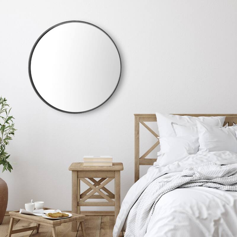 High Quality Wooden Frame Farmhouse Traditional Style Round Wall Mirror