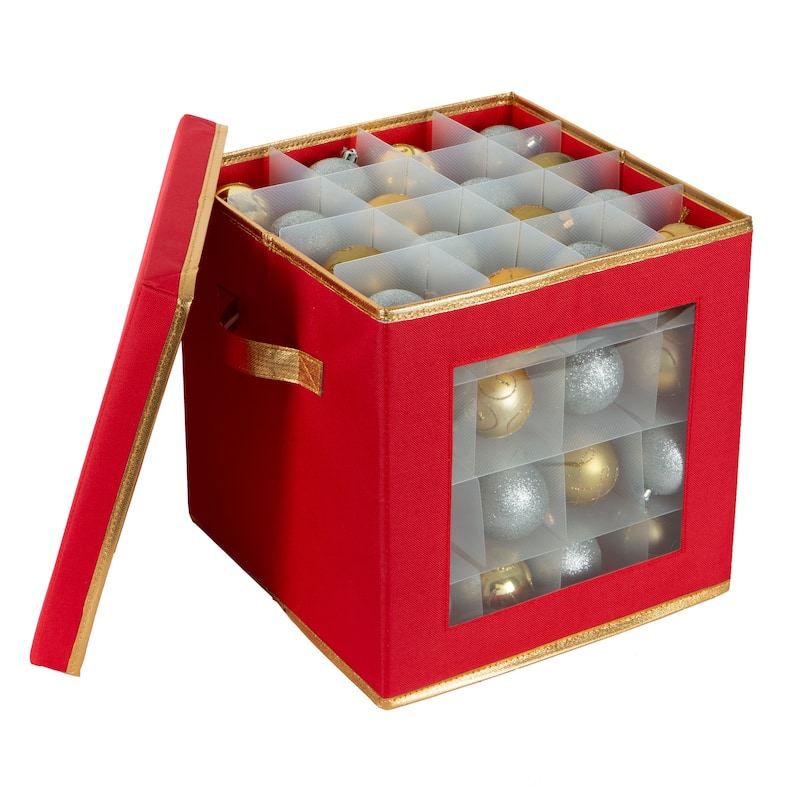 Simplify 64 Count Large Ornament Storage Box with See Through Window