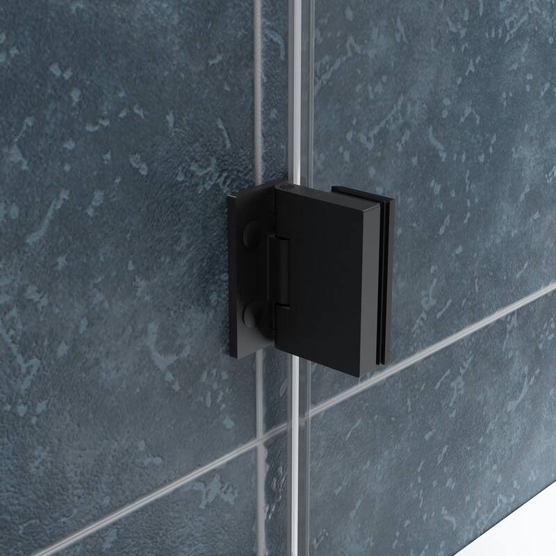 FELYL 34" W x 58" H Hinged Frameless Tub Door with Heat Soaking Process and Protective Coating Clear Glass