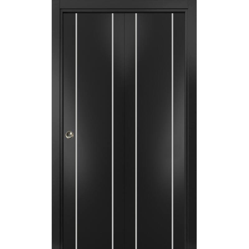 Bi-fold Doors 36 x 80 Planum 0410 Matte Black with Sturdy Tracks - Black - 72" x 96" ( 2* 36x96)