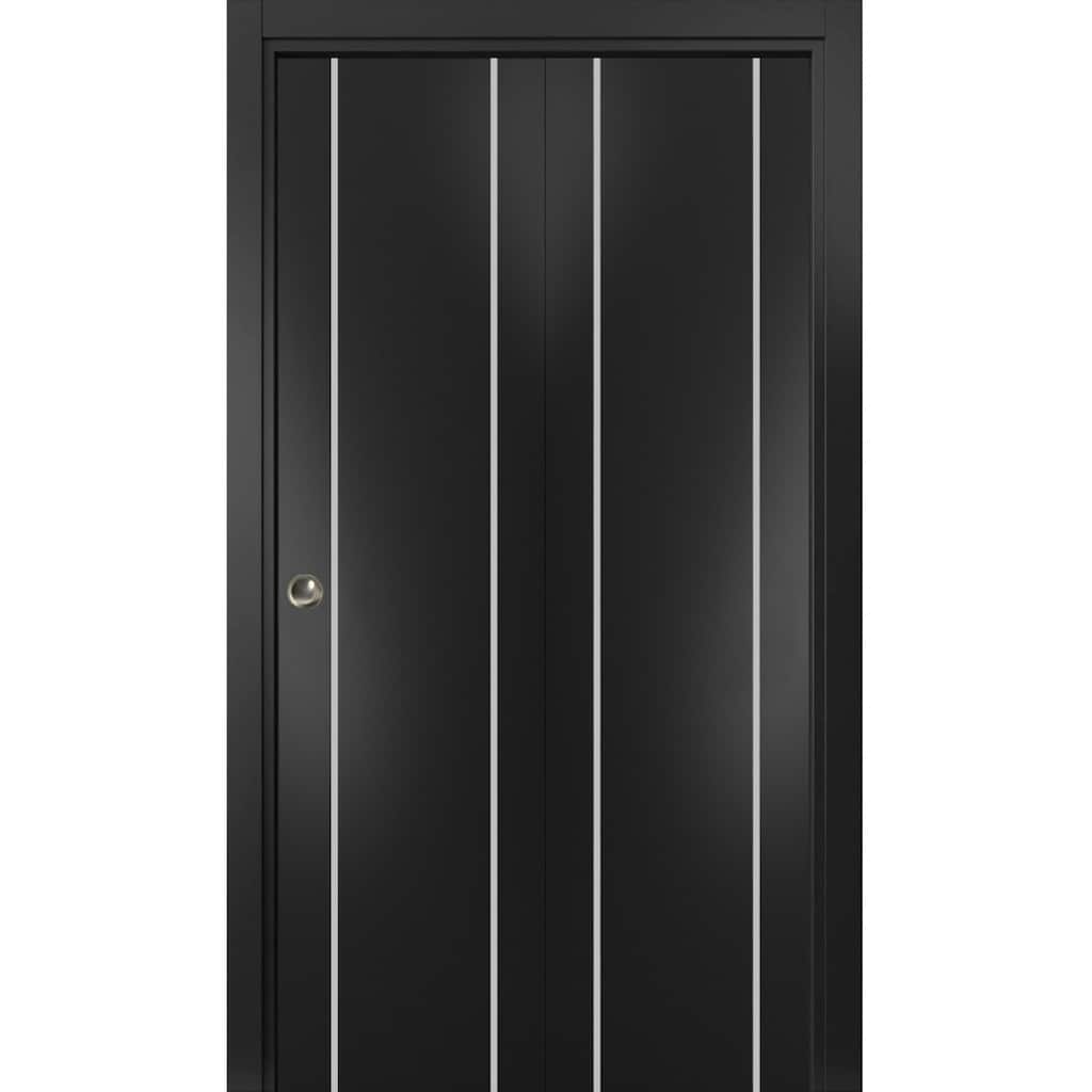 Bi-fold Doors 36 x 80 Planum 0410 Matte Black with Sturdy Tracks