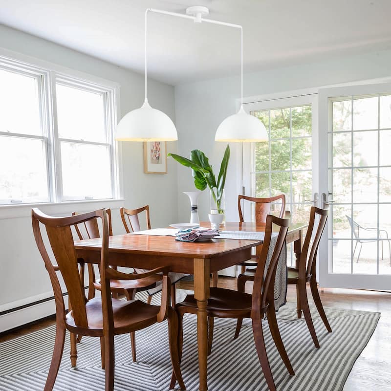 34.64inch 2 Lights Modern Simple Design Pendant with Metal Shade for Living Room Kitchen Island