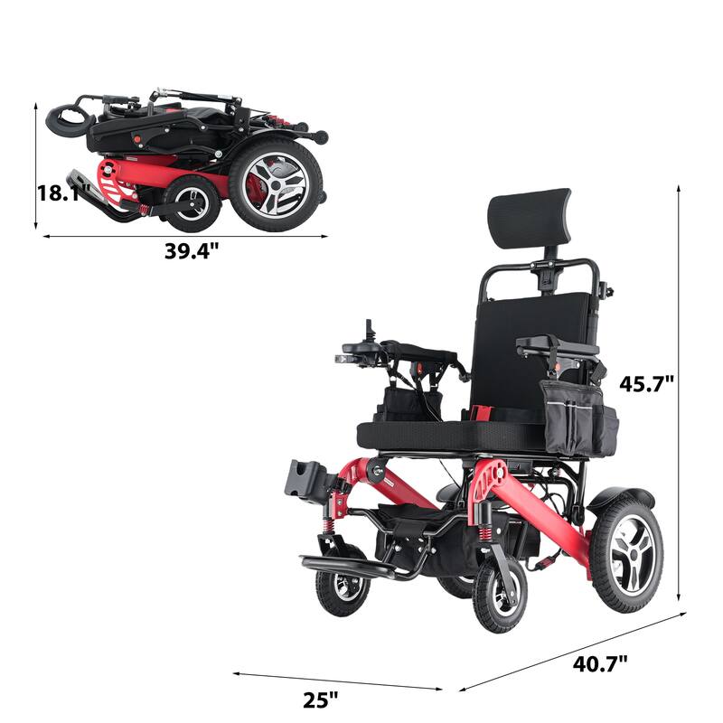 Foldable Electric Wheelchair for Adults, 300W Motor, Lightweight Aluminum Frame, Portable Power Wheelchair