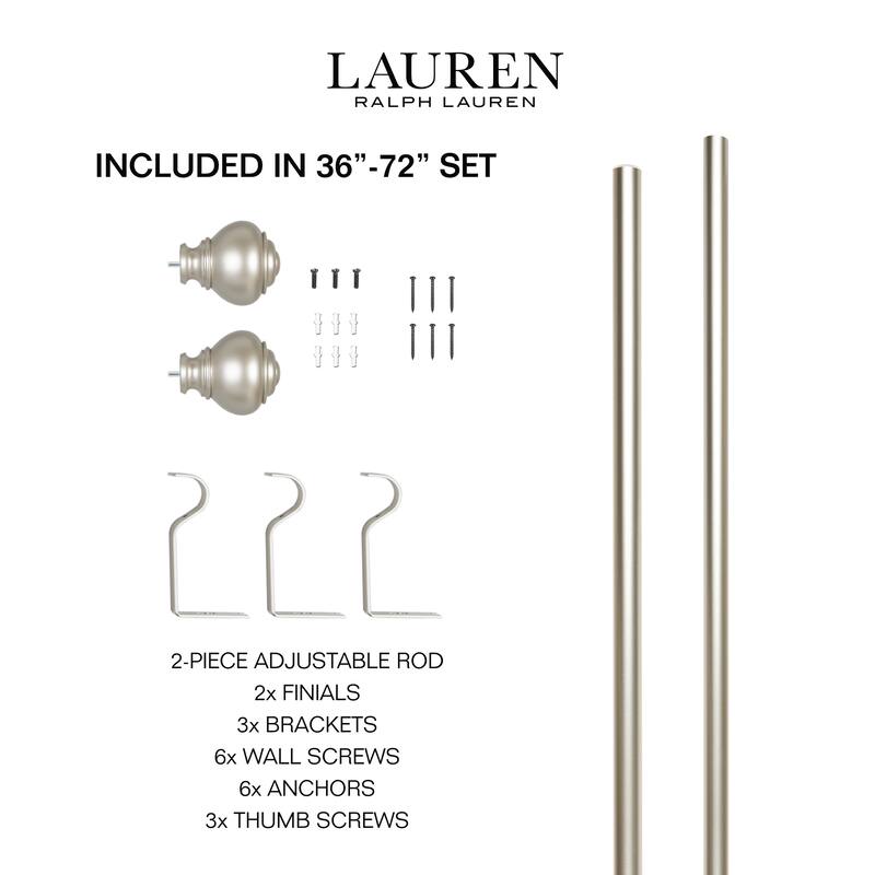 Lauren Ralph Lauren Markel 1" Adjustable Window Curtain Rod and Finial Set