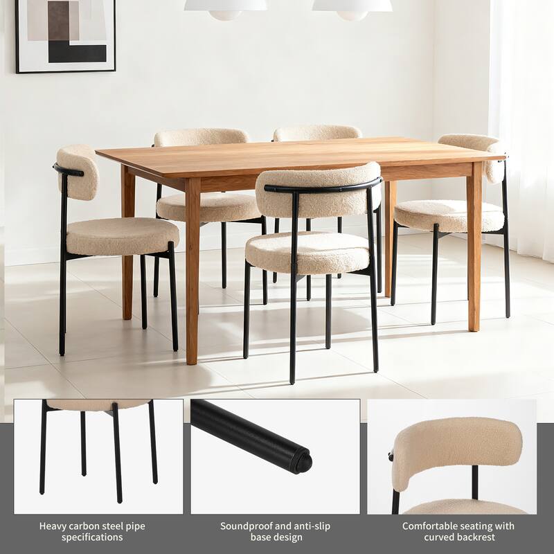 4-Piece Modern Dining Chair Set, Armless Upholstered Side Chairs with Curved Back & Metal Legs for Kitchen/Restaurant