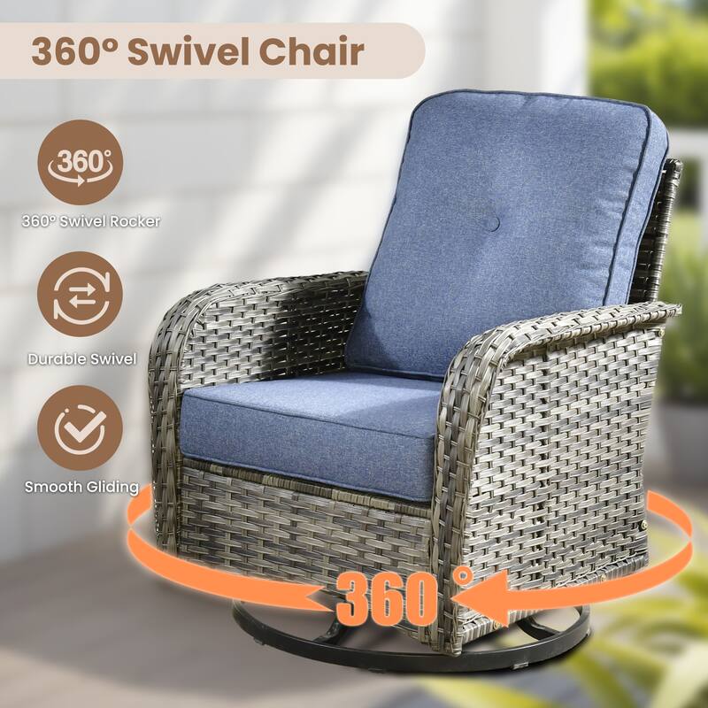 XIZZI 7-Piece Patio Wicker Furniture Conversation Swivel Chairs Set