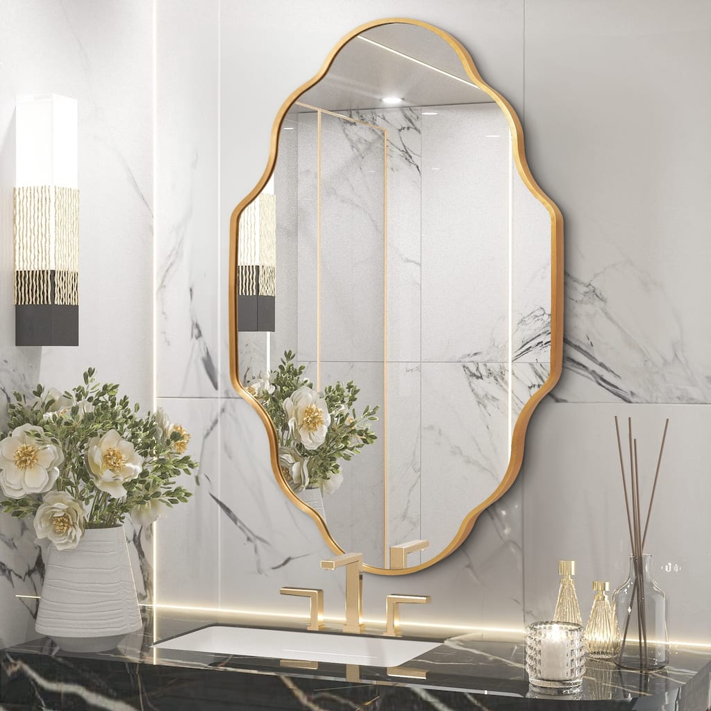 Scalloped Aluminum Alloy Framed Irregular Wall Mirror
