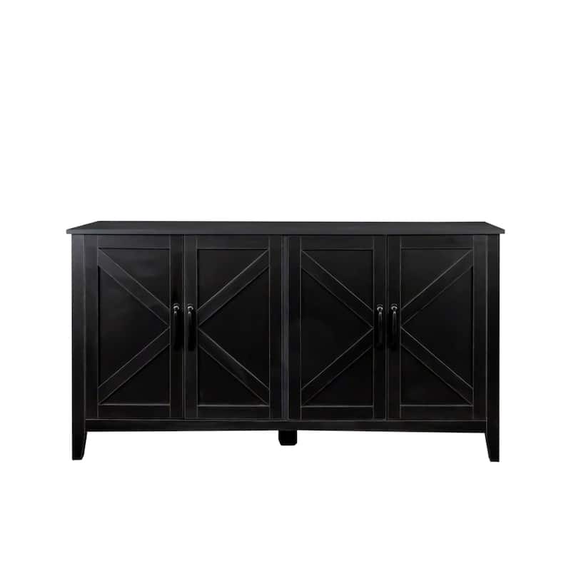 Farmhouse Sideboard Buffet Cabinet w/ 4 Doors,Accent Kitchen Storage Cabinet w/ Storage Shelves Freestanding Cabinet Bar Cabinet