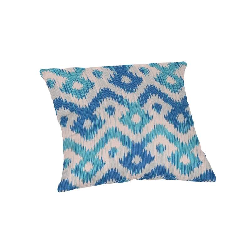 Casual Cushion Ikat 1-Piece Indoor/Outdoor Square Throw Pillow, 18"W x 18"L - 18"W x 18"L - Nixie Neptune