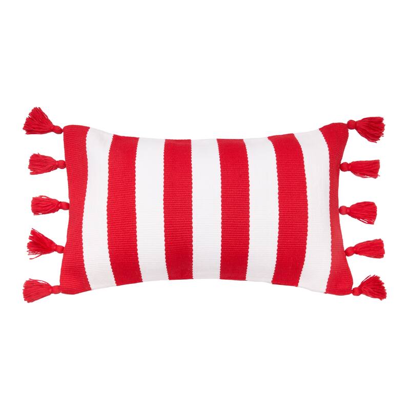 Cabana Red Stripes Tassels Pillow