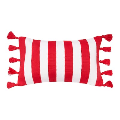 Cabana Red Stripes Tassels Pillow