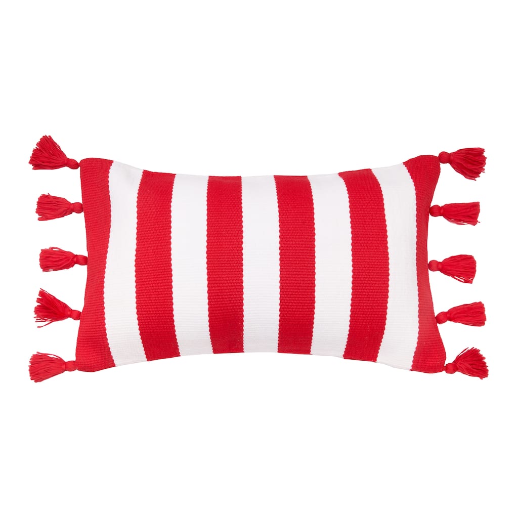 Cabana Red Stripes Tassels Pillow