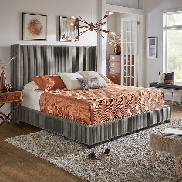 Jules Pleated Velvet Wingback Bed by iNSPIRE Q Modern. Opens flyout.