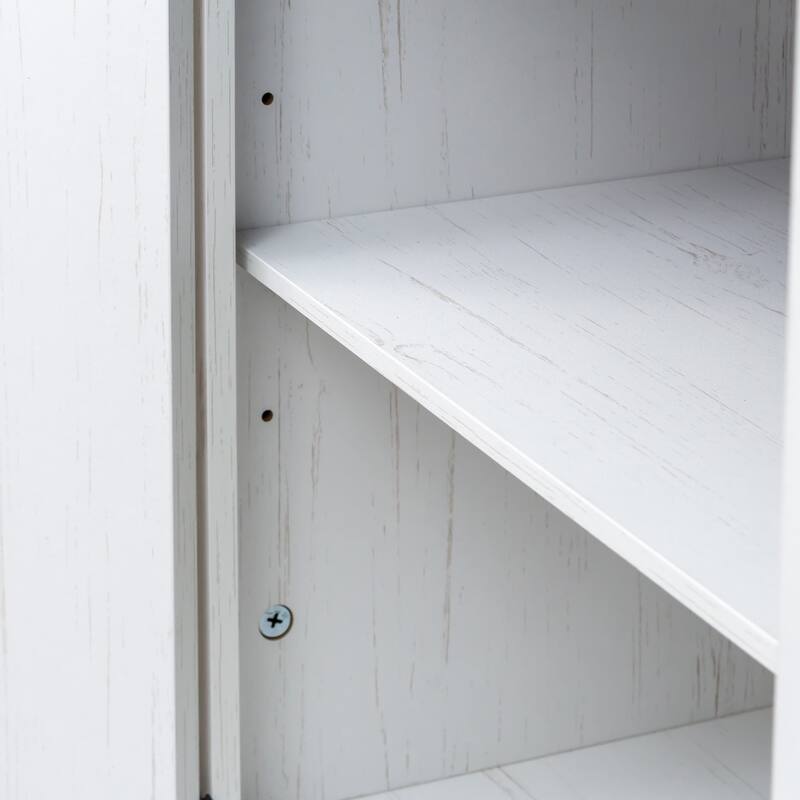19.6" Rustic Grey End Table with Charging Station (2AC+2USB), Barn Doors & Adjustable Shelf