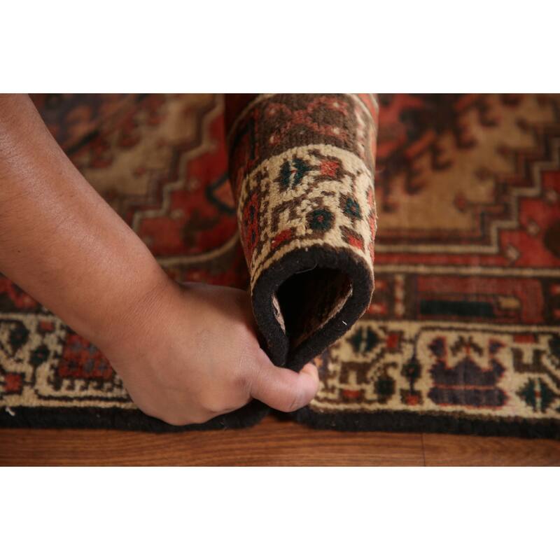 Orange Ardebil Persian Vintage Runner Rug Handmade Tribal Wool Carpet - 3'2"x 10'3"