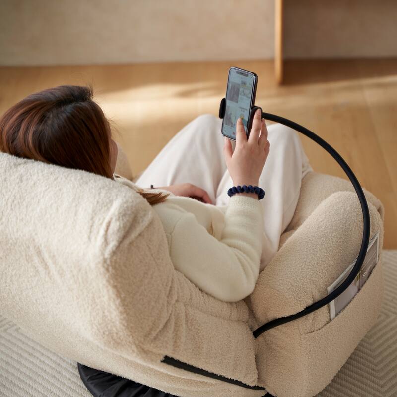 Adjustable Lounge Sofa Chair with 360° Rotating Base and Built-In Phone Holder
