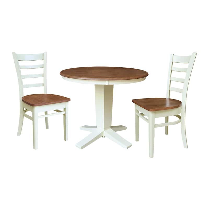 36 in Solid Wood Round Top Pedestal Dining Table with Dining Chairs