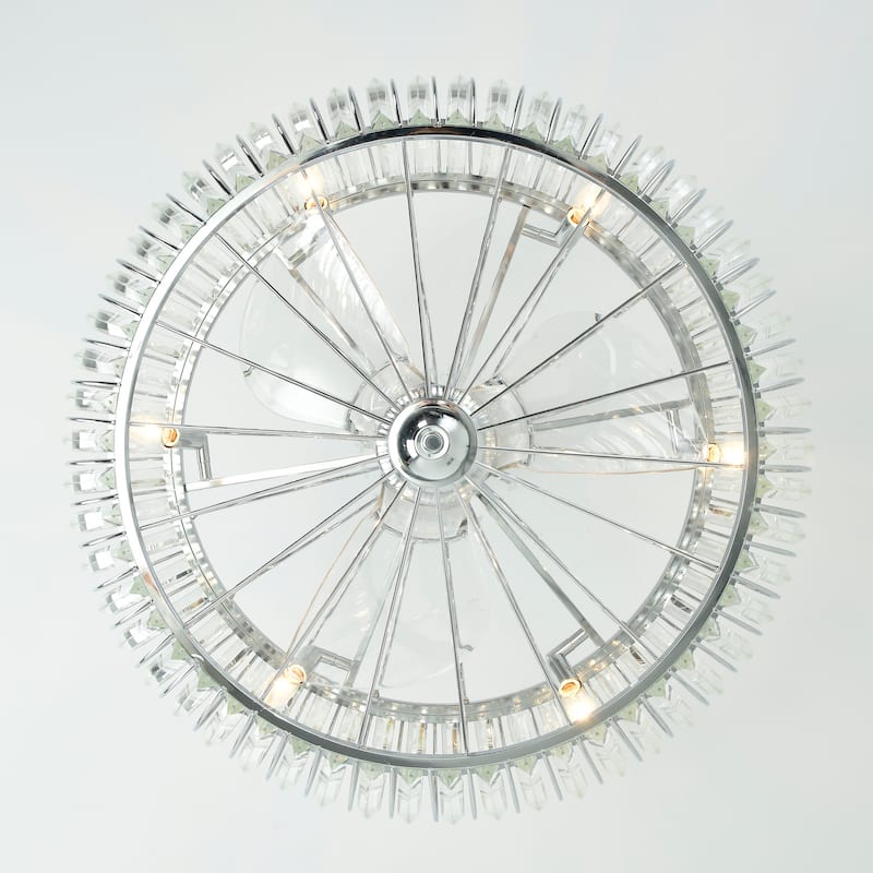 Bellamy Chrome 28-inch 6-light Lighted Ceiling Fan with Crystal Shade (includes Remote and Light Kit)