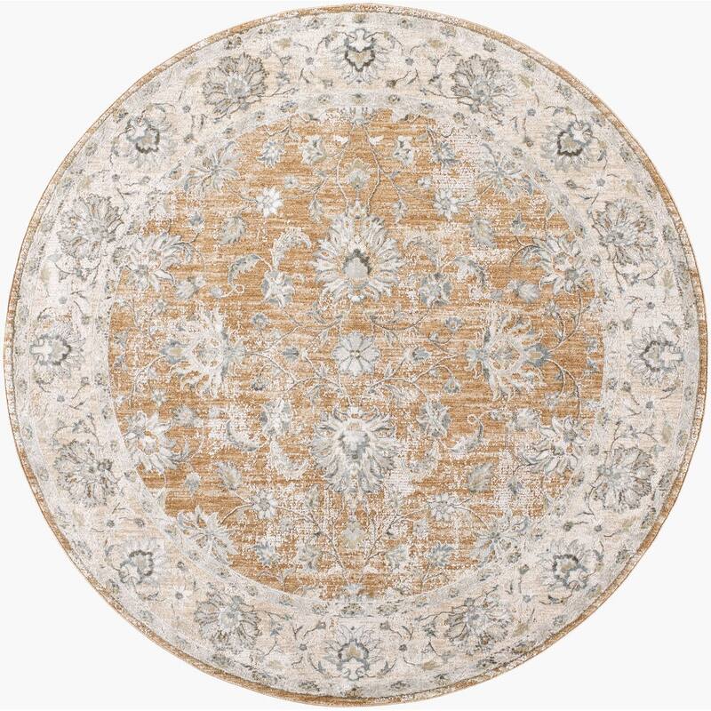 Livabliss Brunswick Traditional Area Rug - 5'3" x 5'3" Round - Brown/Beige