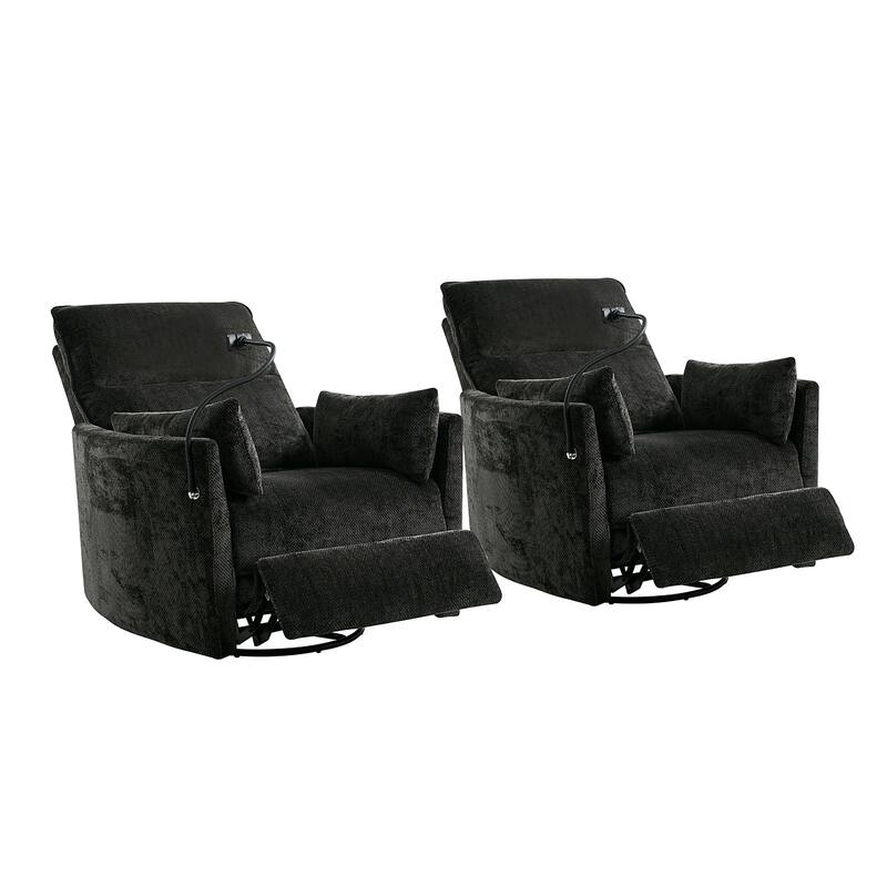 Barry Modern 38" Power Rocking Swivel Nursery Recliner with USB Ports Set of 2 by HULALA HOME
